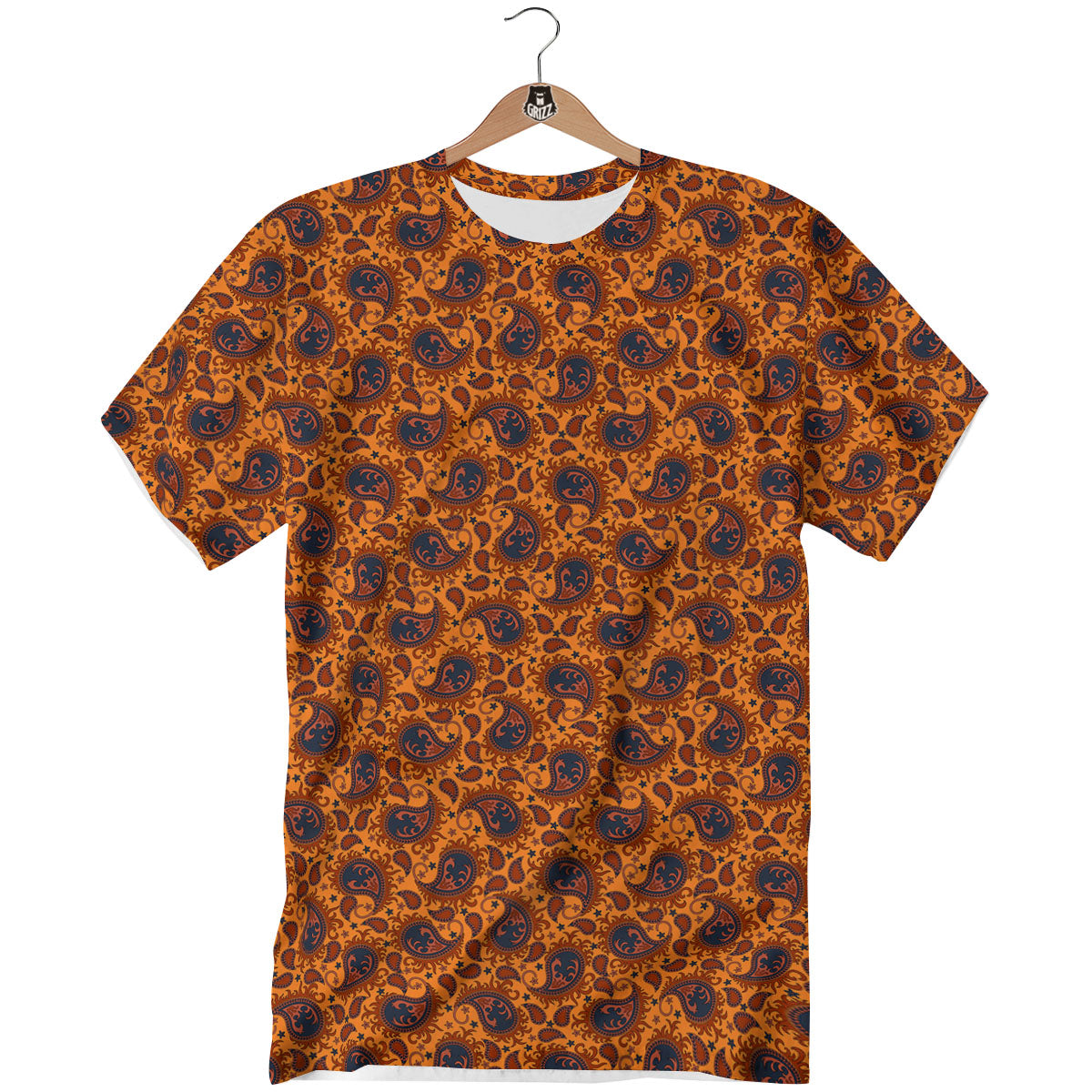Paisley Bandana Orange Print T-Shirt-grizzshop
