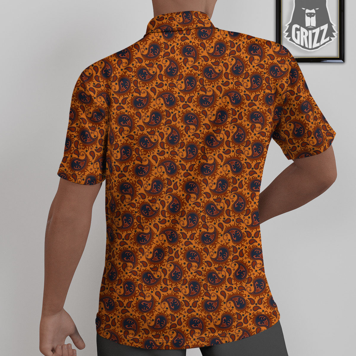 Paisley Bandana Orange Print Untucked Shirts-grizzshop