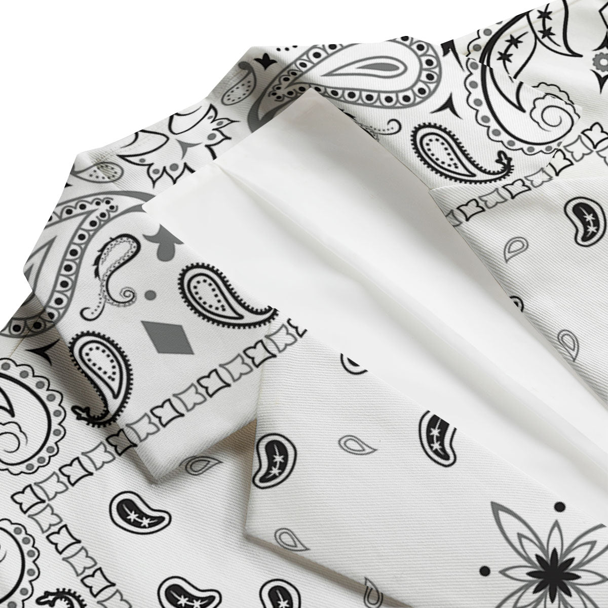 Paisley Bandana White And Black Print Men's Blazer-grizzshop