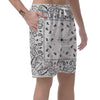 Paisley Bandana White And Black Print Men's Shorts-grizzshop