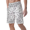 Paisley Bandana White And Black Print Men's Shorts-grizzshop