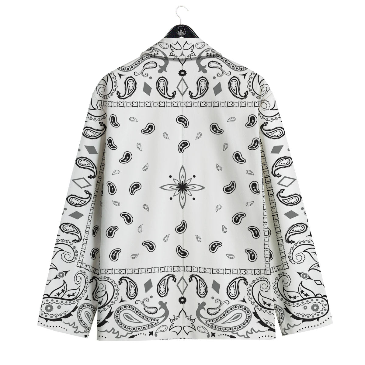 Paisley Bandana White And Black Print Men's Sport Coat-grizzshop