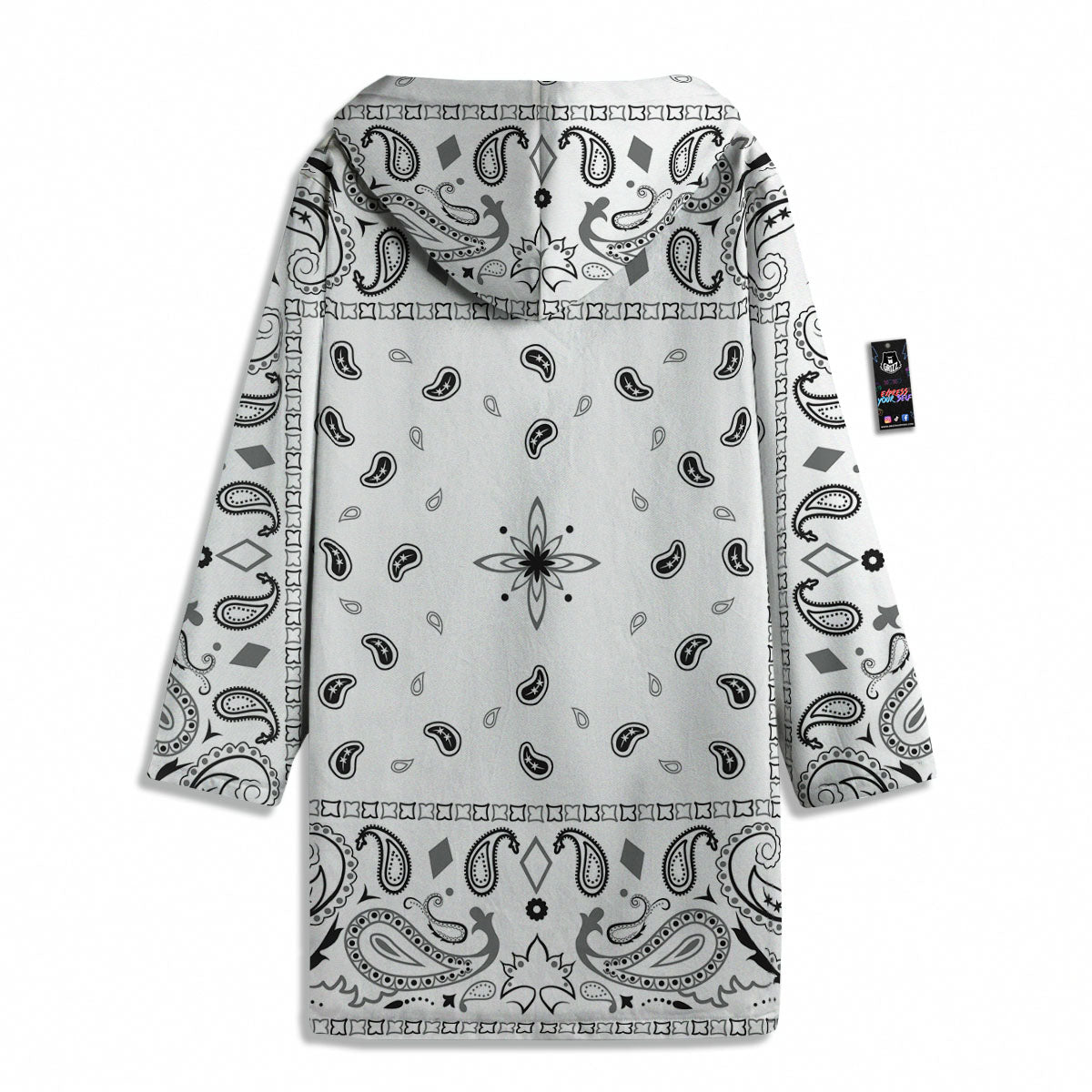 Paisley Bandana White And Black Print Men's Windbreaker Jacket-grizzshop