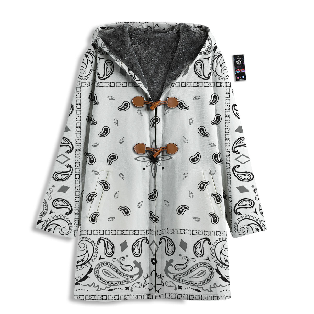 Paisley Bandana White And Black Print Men's Windbreaker Jacket-grizzshop