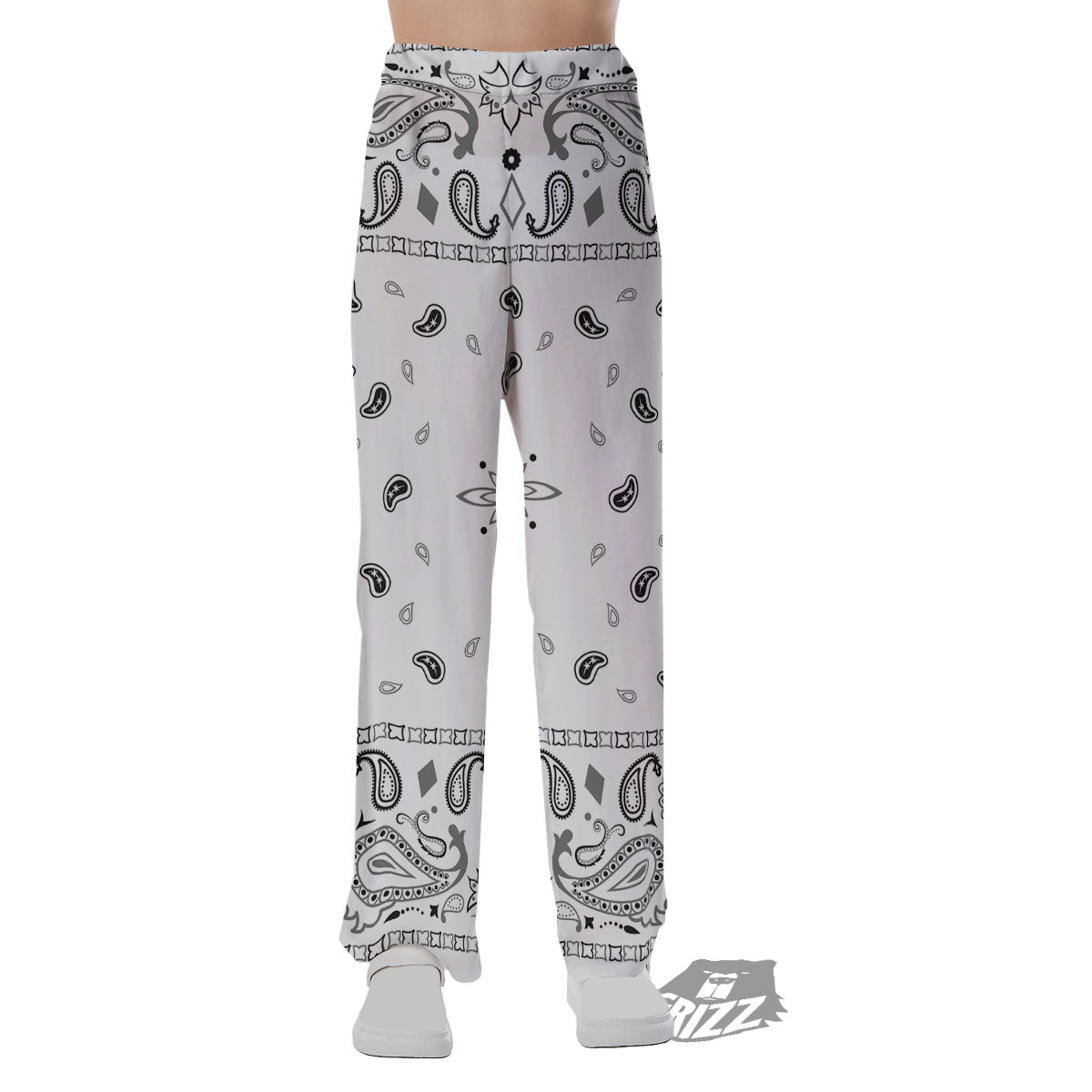 Paisley Bandana White And Black Print Pajama Pants-grizzshop