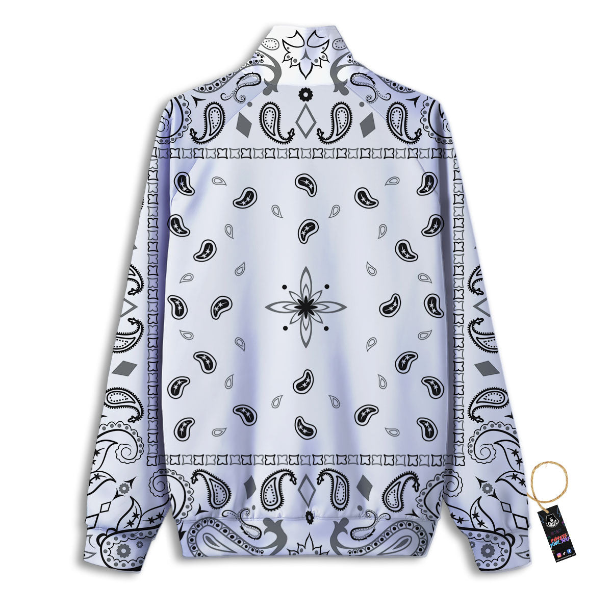 Paisley Bandana White And Black Print Track Jacket-grizzshop