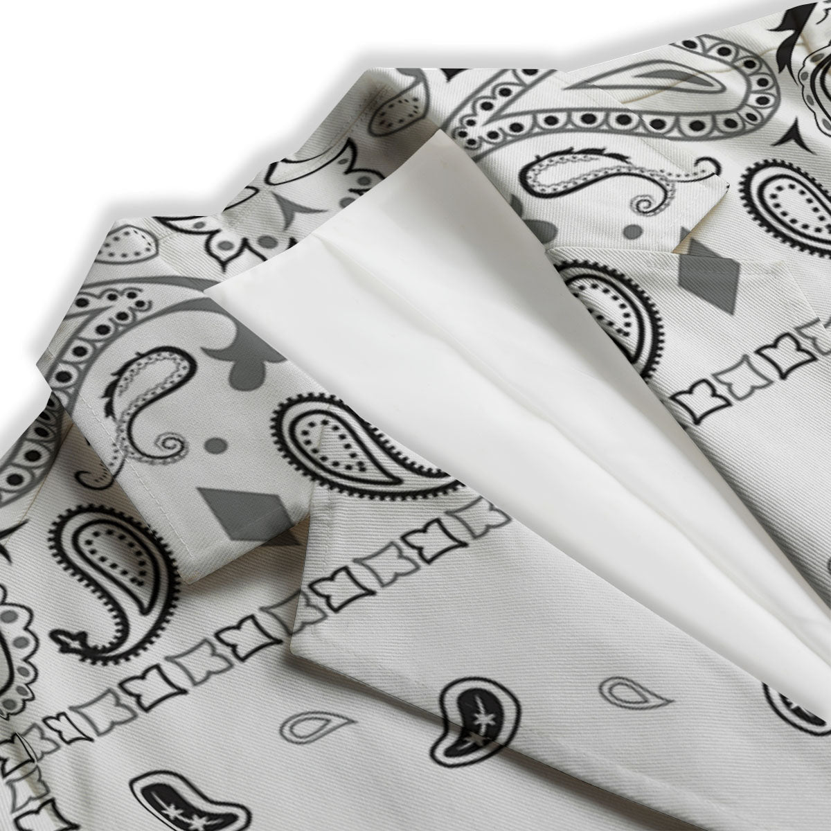 Paisley Bandana White And Black Print Women's Blazer-grizzshop