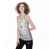 Paisley Bandana White And Black Print Women's Racerback Tank Top-grizzshop