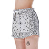 Paisley Bandana White And Black Print Women's Shorts-grizzshop