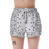 Paisley Bandana White And Black Print Women's Shorts-grizzshop