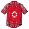 Paisley Bandana White And Red Print Button Up Shirt-grizzshop