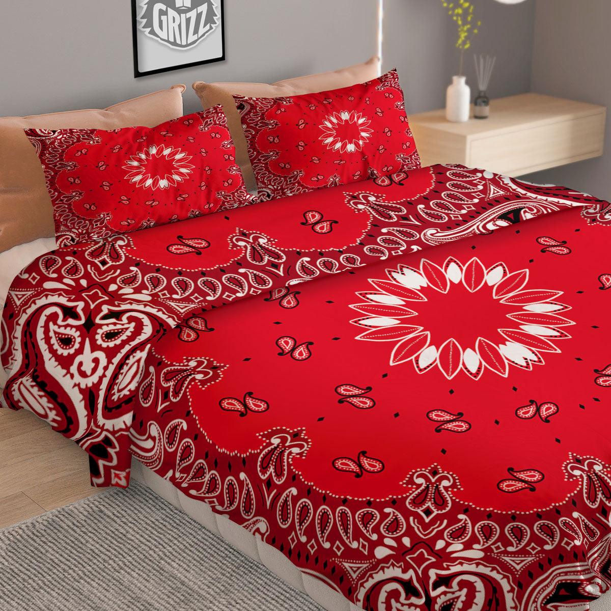 Painting White Tiger Print Duvet Cover Bedding Set