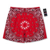 Paisley Bandana White And Red Print Men's Running Shorts-grizzshop