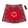 Paisley Bandana White And Red Print Men's Running Shorts-grizzshop