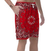 Paisley Bandana White And Red Print Men's Shorts-grizzshop