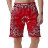 Paisley Bandana White And Red Print Men's Shorts-grizzshop