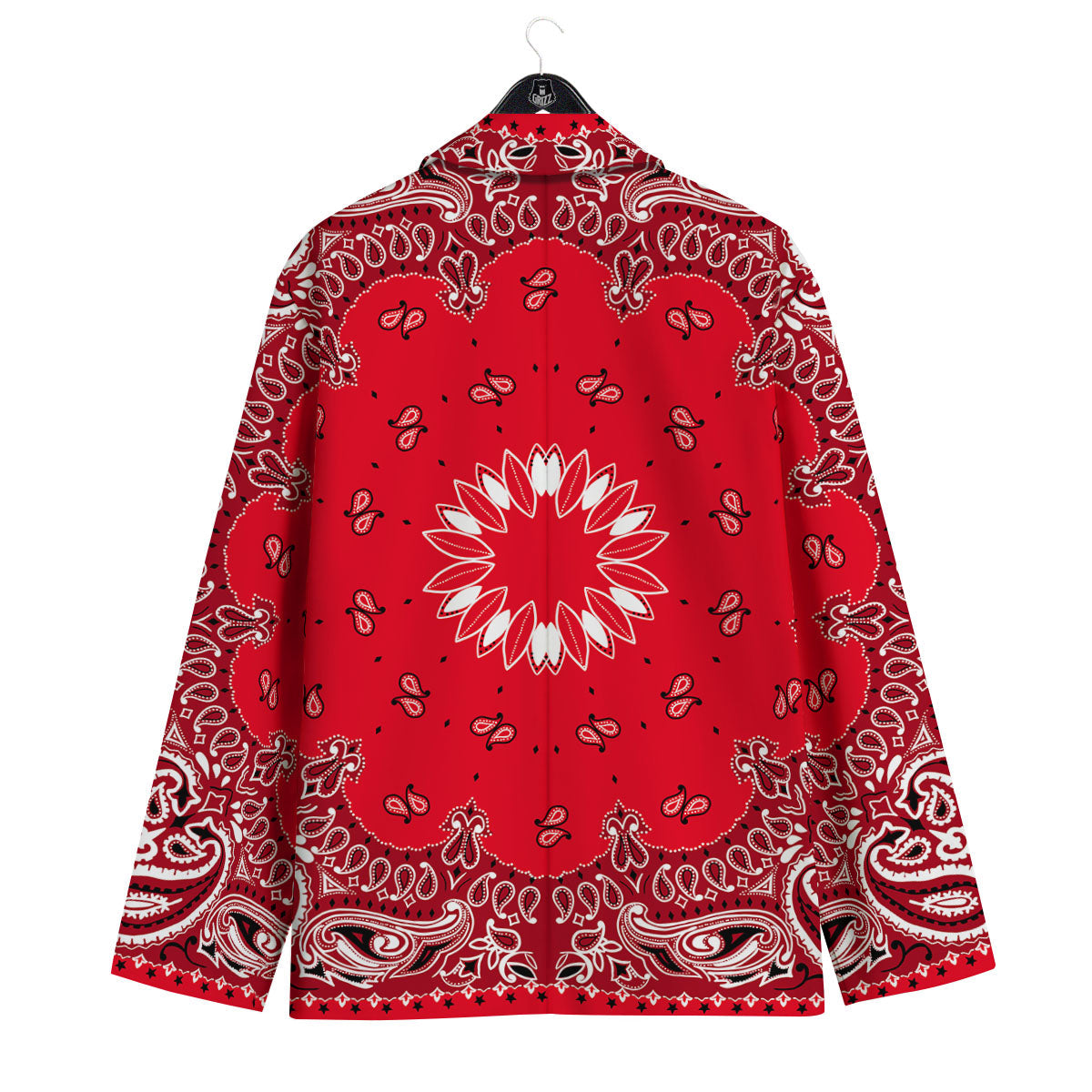 Paisley Bandana White And Red Print Men's Sport Coat-grizzshop