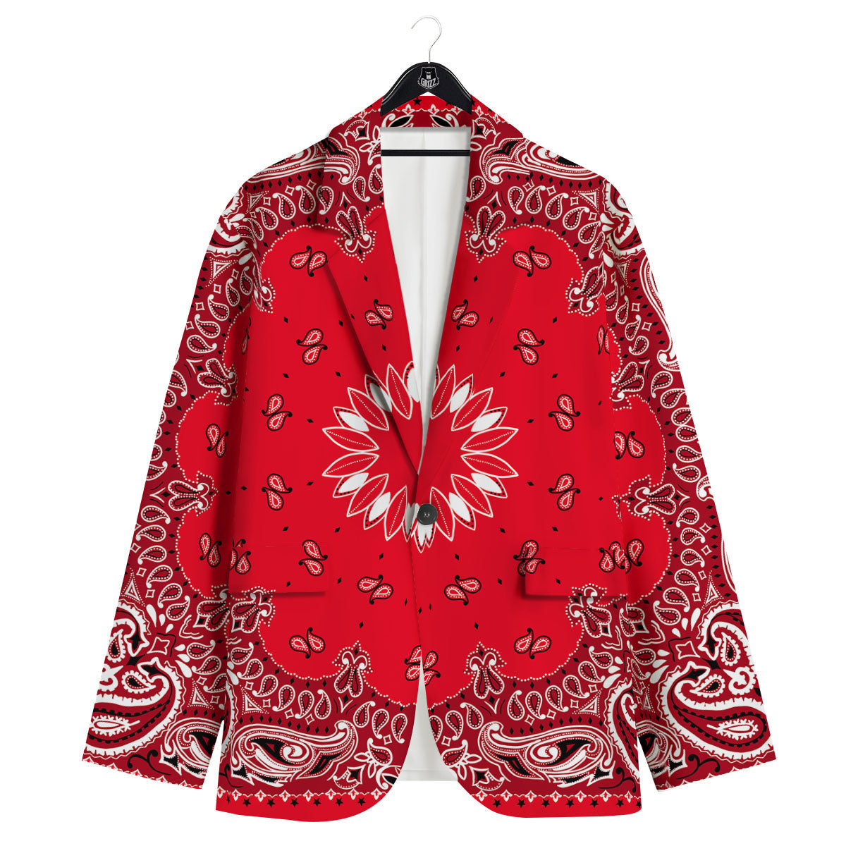 Paisley Bandana White And Red Print Men's Sport Coat-grizzshop