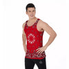 Paisley Bandana White And Red Print Men's Tank Top-grizzshop