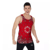 Paisley Bandana White And Red Print Men's Tank Top-grizzshop