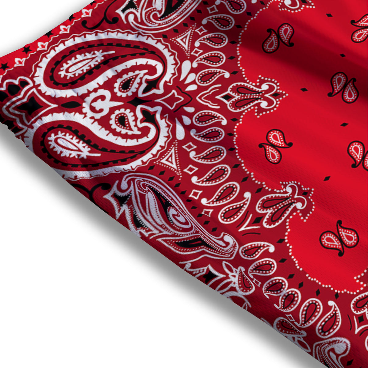 Paisley Bandana White And Red Print Mesh Shorts