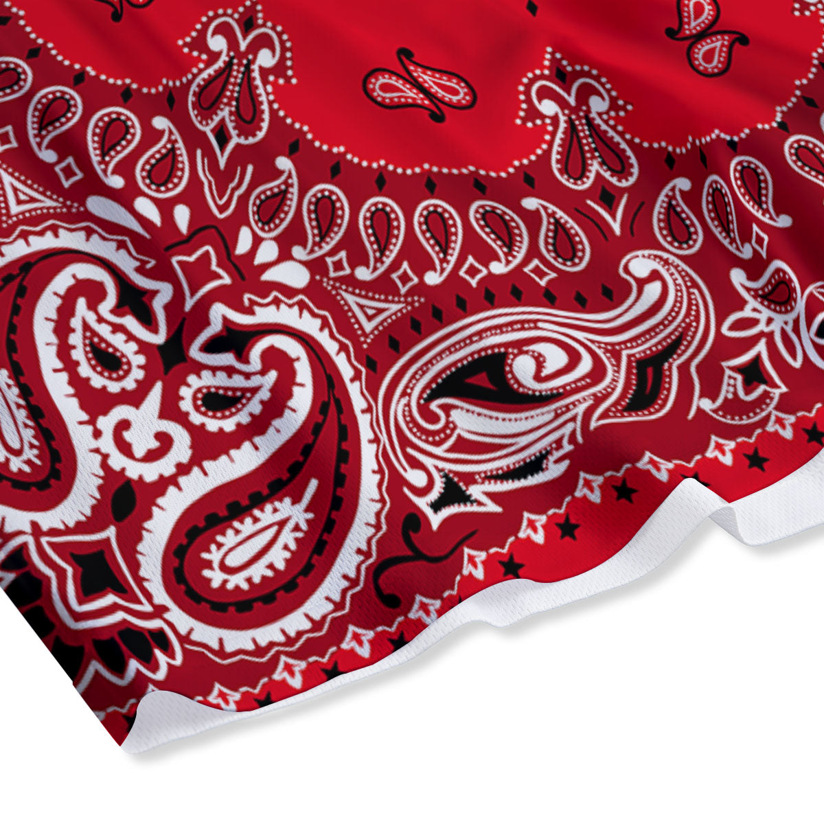 Paisley Bandana White And Red Print Mesh Shorts