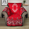 Paisley Bandana White And Red Print Recliner Protector-grizzshop