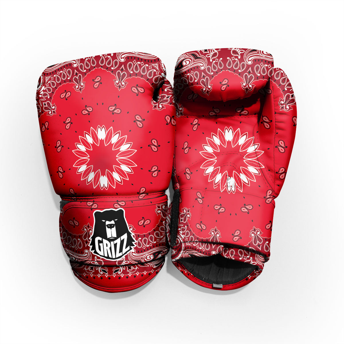 Paisley Bandana White And Red Print Pro Boxing Glove
