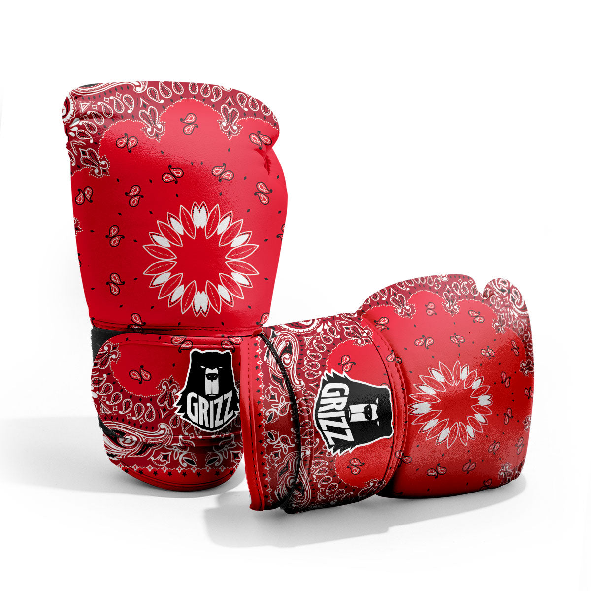 Paisley Bandana White And Red Print Pro Boxing Glove