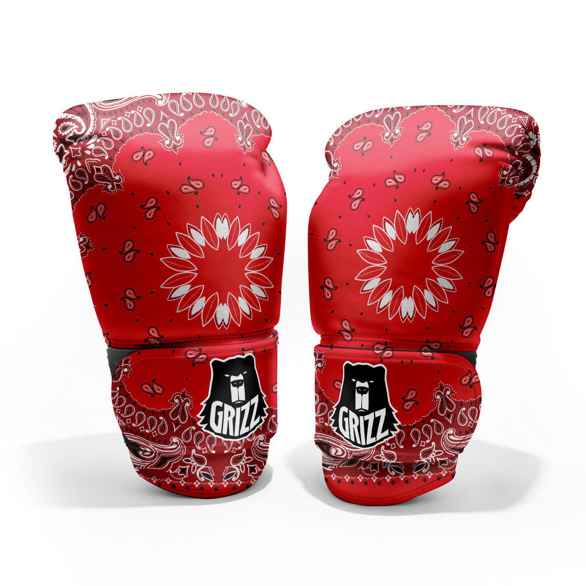 Paisley Bandana White And Red Print Pro Boxing Glove