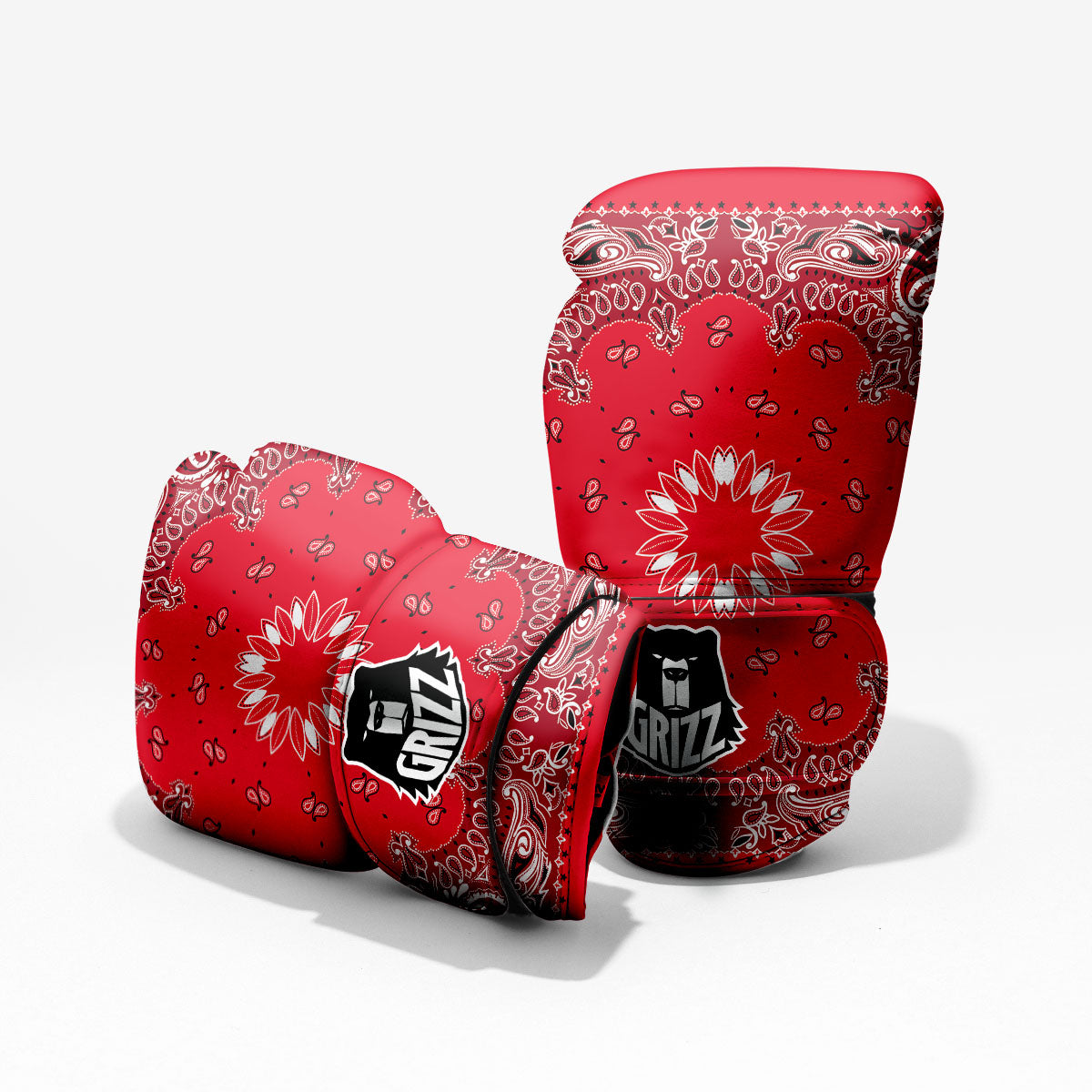 Paisley Bandana White And Red Print Pro Boxing Glove