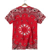 Paisley Bandana White And Red Print T-Shirt-grizzshop