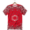 Paisley Bandana White And Red Print T-Shirt-grizzshop