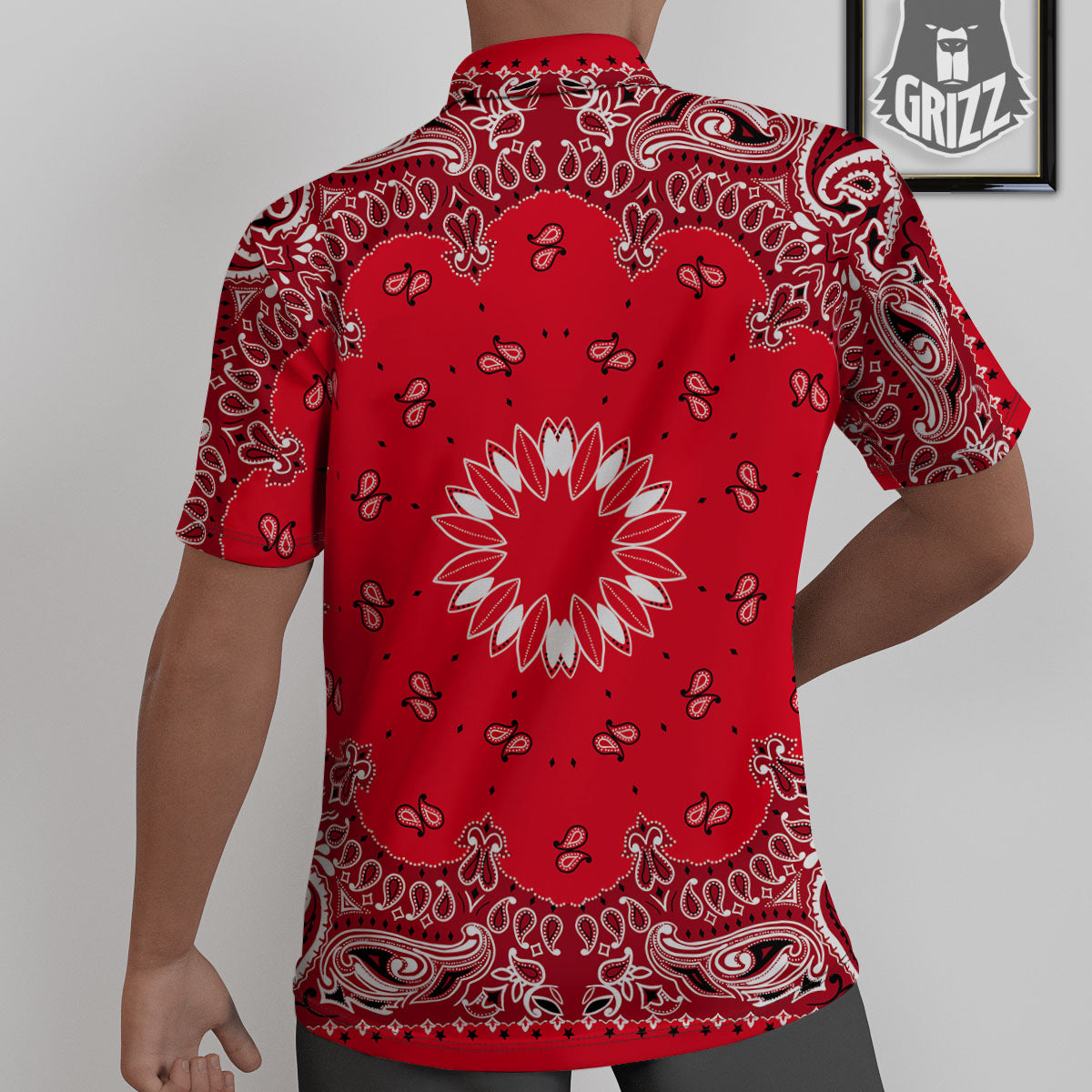 Paisley Bandana White And Red Print Untucked Shirts-grizzshop