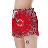 Paisley Bandana White And Red Print Women's Shorts-grizzshop