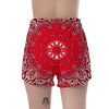 Paisley Bandana White And Red Print Women's Shorts-grizzshop