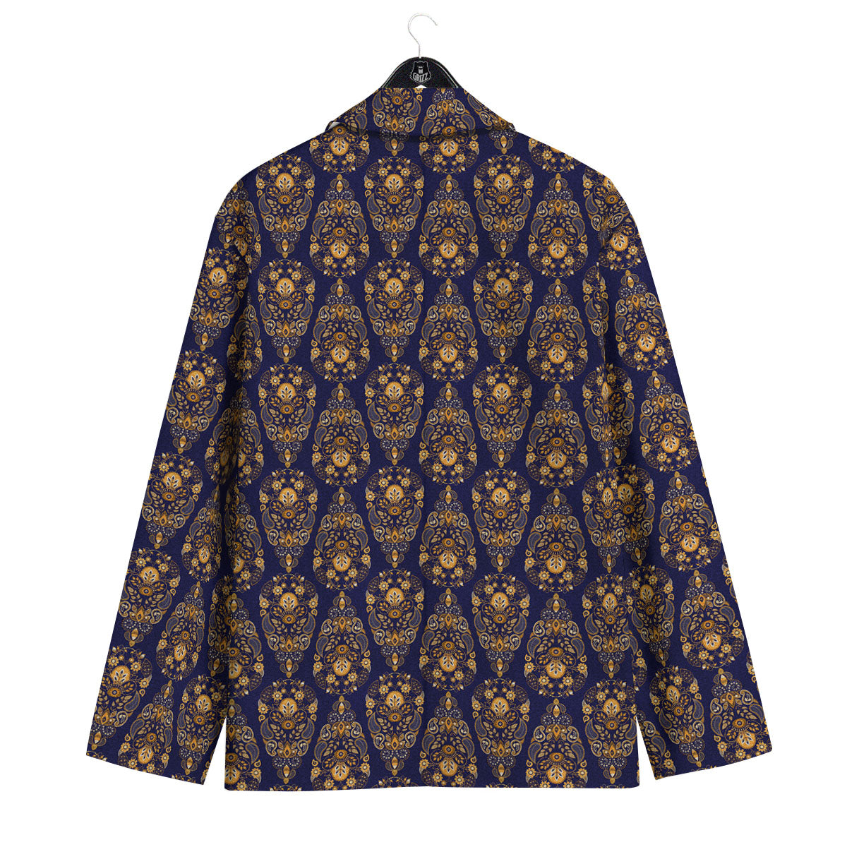 Paisley Blue And Gold Print Pattern Men's Sport Coat-grizzshop