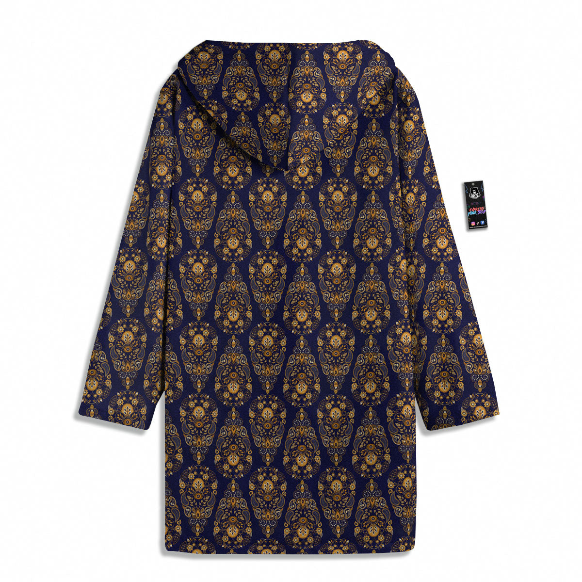 Paisley Blue And Gold Print Pattern Men's Windbreaker Jacket-grizzshop