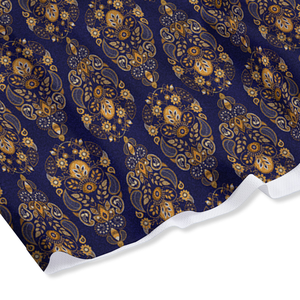 Paisley Blue And Gold Print Pattern Mesh Shorts