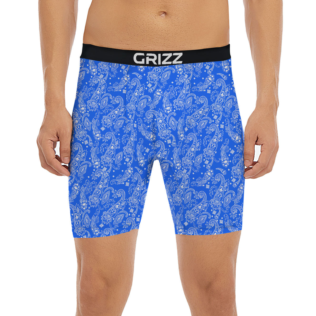 Paisley Blue Bohemian Print Pattern Boxer Briefs-grizzshop