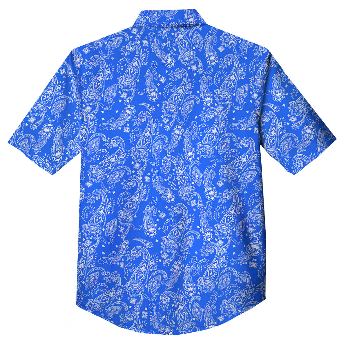 Paisley Blue Bohemian Print Pattern Button Up Shirt-grizzshop