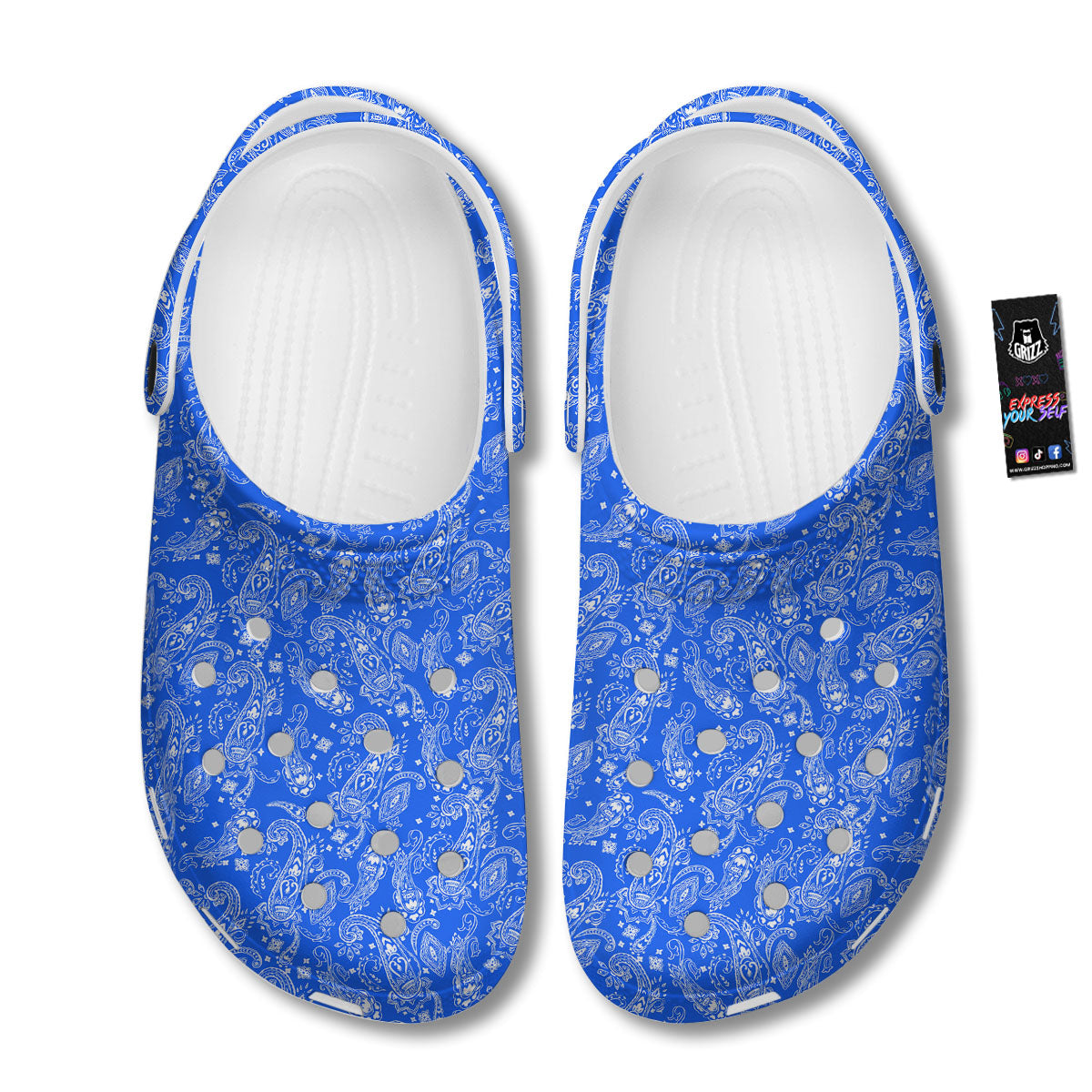 Paisley Blue Bohemian Print Pattern Clog-grizzshop