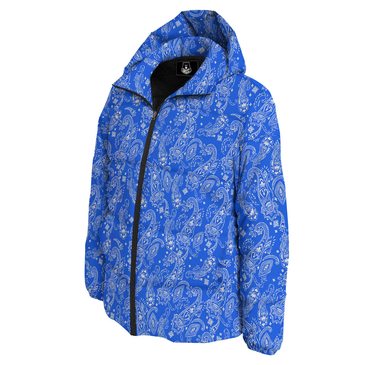 Paisley Blue Bohemian Print Pattern Down Jacket-grizzshop