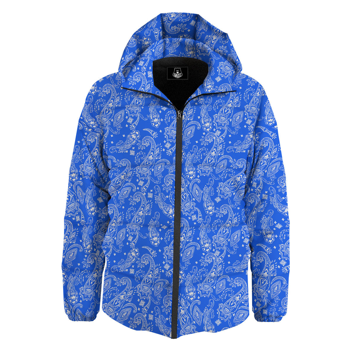 Paisley Blue Bohemian Print Pattern Down Jacket-grizzshop