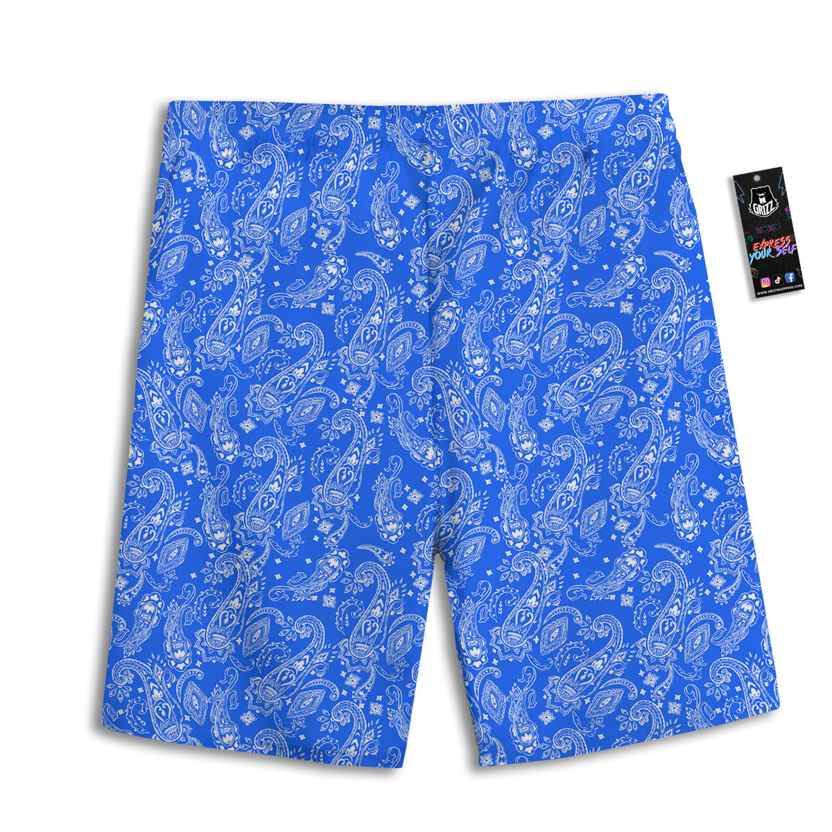 Paisley Blue Bohemian Print Pattern Men's Athletic Shorts