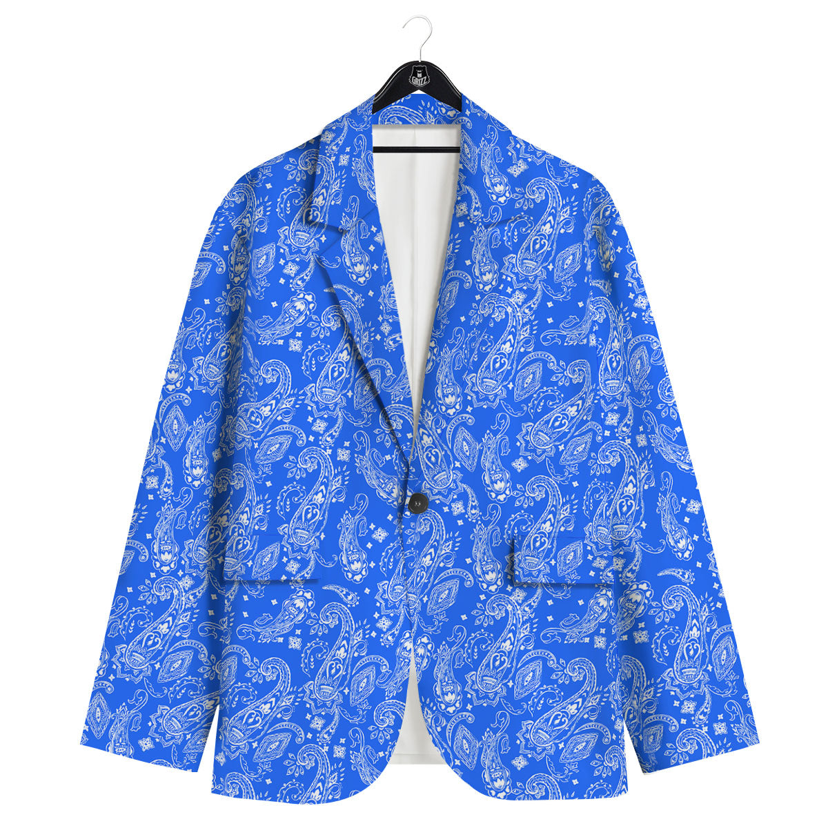 Paisley Blue Bohemian Print Pattern Men's Sport Coat-grizzshop