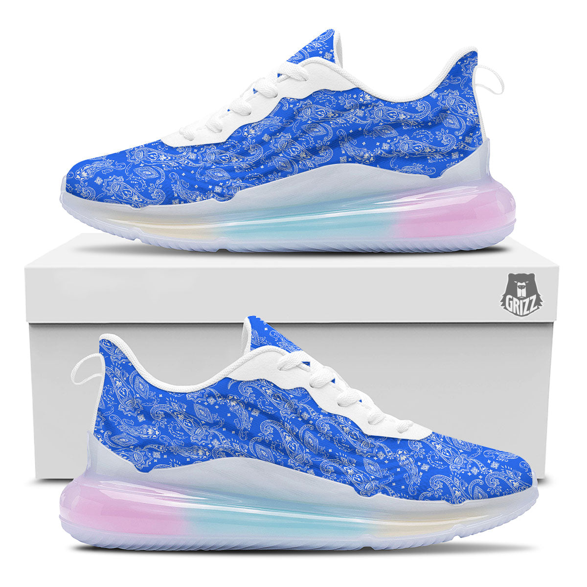 Paisley Blue Bohemian Print Pattern Running Sneakers-grizzshop