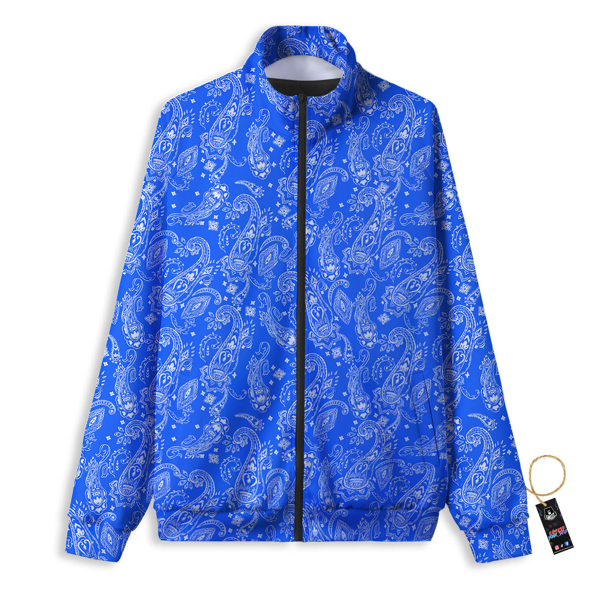 Paisley Blue Bohemian Print Pattern Track Jacket-grizzshop
