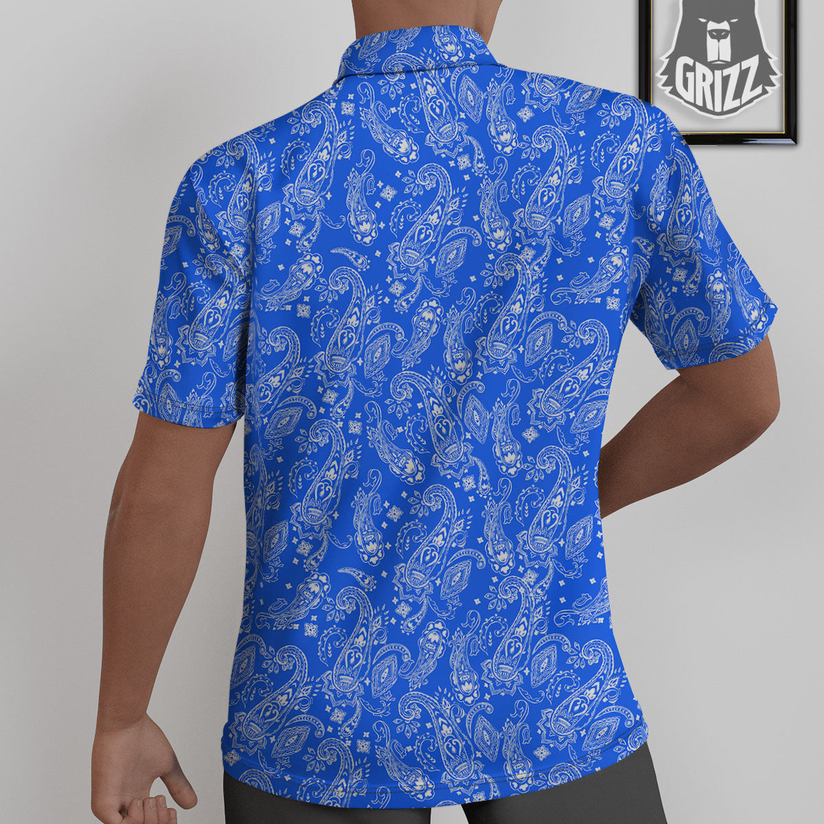 Paisley Blue Bohemian Print Pattern Untucked Shirts-grizzshop