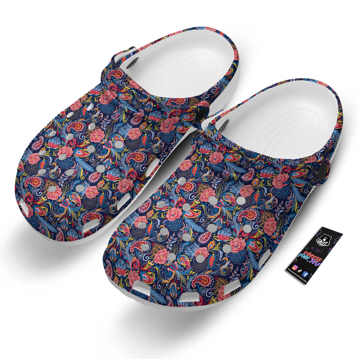 Paisley Blue Print Pattern Clog-grizzshop
